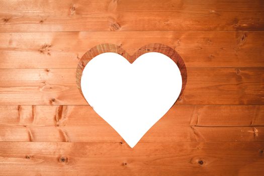 Heart cut out in wood