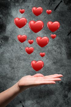 Hand showing against heart