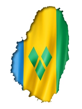 Saint Vincent and the Grenadines flag map, three dimensional render, isolated on white