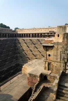 Chand Baori Stepwell in the village of Abhaneri, Rajasthan, India. 