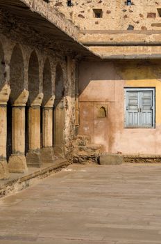 Arcade of Chand Baori Stepwell in Rajasthan, India. 