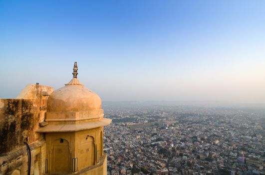 View to Jaipur city from Nahargarh fort, Rajasthan, India 