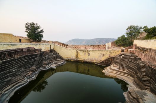 Large reservoir at Nahargarh Fort in Jaipur, Rajasthan, India