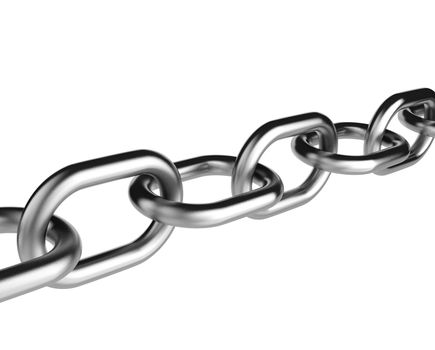 Metal Chain on White Background 3D Illustration