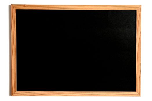 Blackboard or Chalkboard, Empty Slate Dark Coloured Board with Wooden Frame Isolated on White