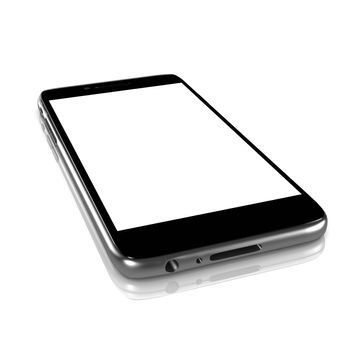 Metallic Smartphone with White Blank Display on White Background 3D Illustration