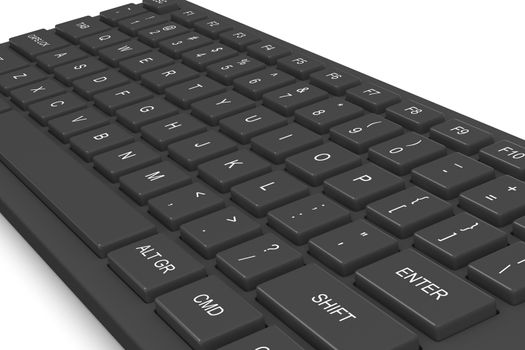 Black Computer Keyboard Isolated on White Background