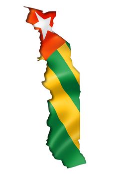 Togo flag map, three dimensional render, isolated on white