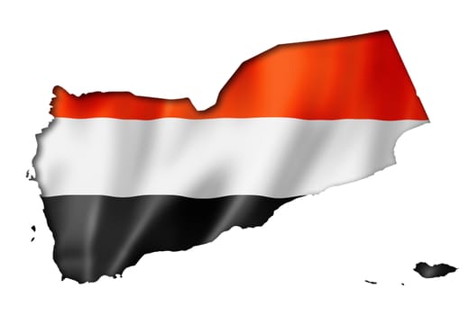 Yemen flag map, three dimensional render, isolated on white