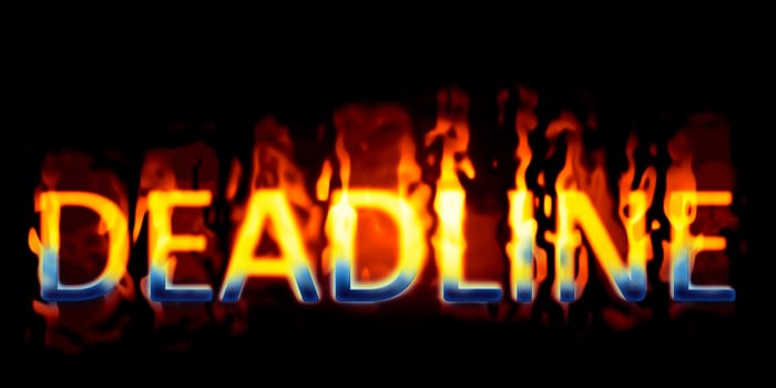 An image of the word deadline on fire