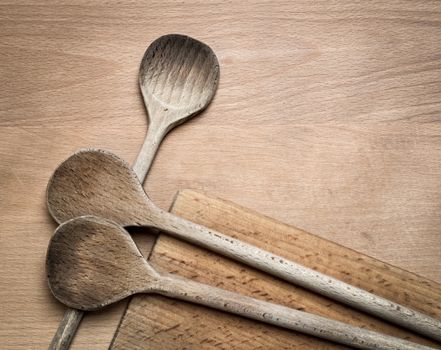abstract background kitchen wooden cooking spoons