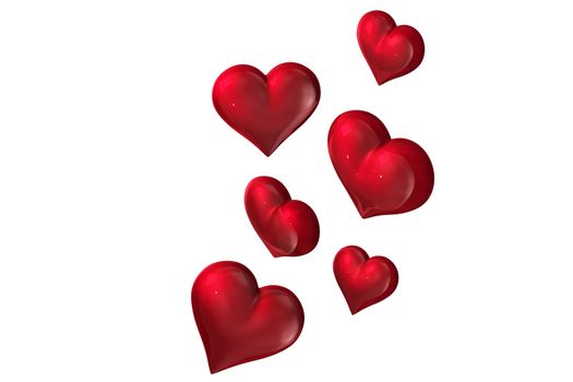 red hearts on white background