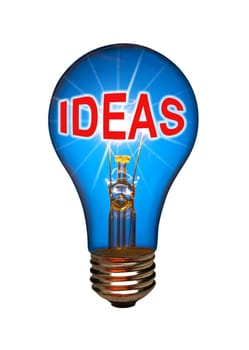 Light bulb idea concept in blue, isolated with clipping path