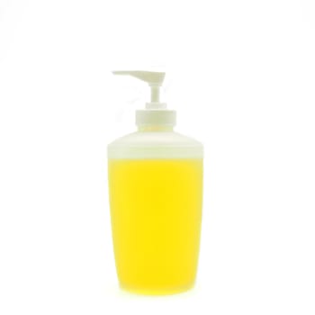 dishwashing liquid isolated on white background        