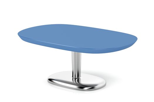 Blue coffee table on white background