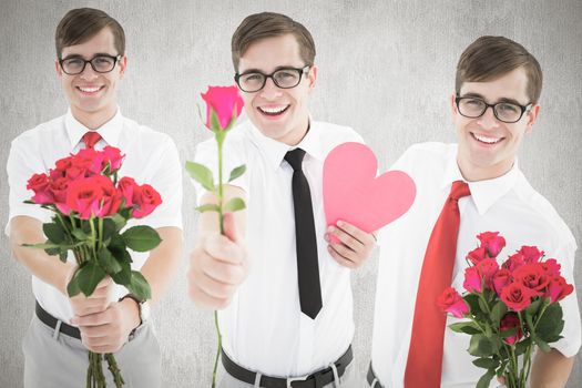 Romantic nerd against white and grey background