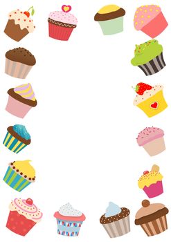 A illustrated frame made of cupcakes