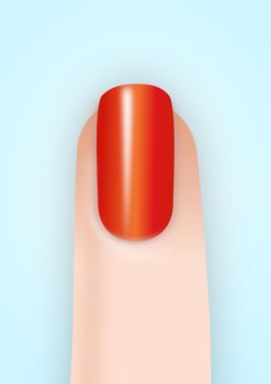 Illustration of a finger with a red painted nail