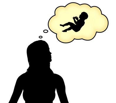 Illustration of a woman thinking about having a baby