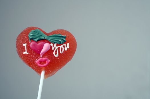 picture of Red heart shape lolly pop 