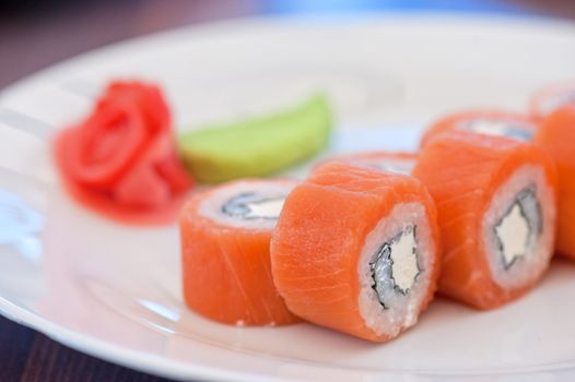 Salmon roll sushi tasty food