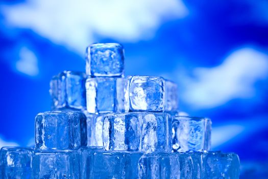 Blue and shiny ice cubes