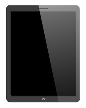 Illustration of modern computer tablet with blank screen. Isolated on white background