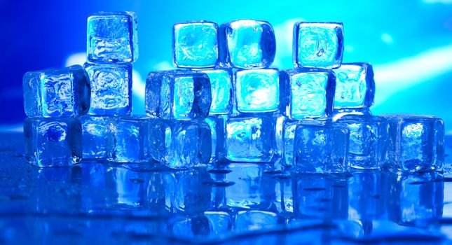 Blue and shiny ice cubes