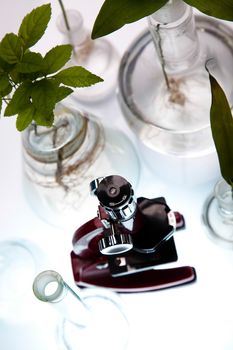 Laboratory glassware, bio organic modern concept