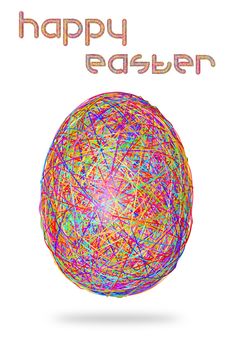 Easter egg of colorful stripes on white background. High resolution 3D image