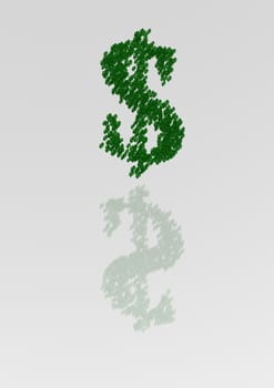 Currency sign the dollar made of a set of small dollars.