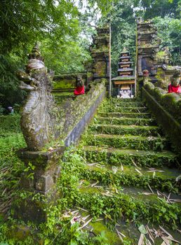 Traditional Hindu Bali Temple in Jungle near Ubud Indonesia