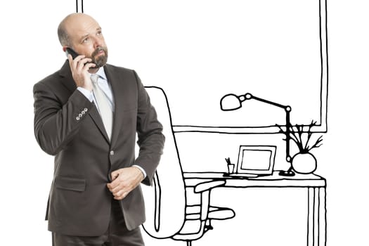 An image of a business man in a office sketch