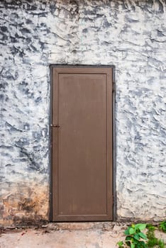 Rough Concrete Wall with Wood Door.