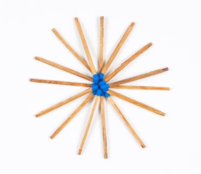 Round Pile of Dark Blue Matchsticks.