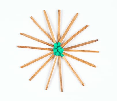 Round Pile of Green Matchsticks.