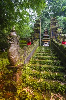 Traditional Hindu Bali Temple in Jungle near Ubud Indonesia