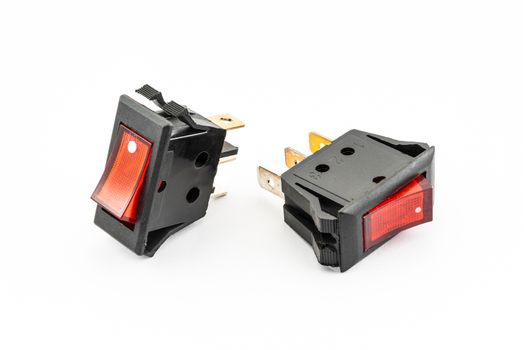Red Rocker Switches with Light.