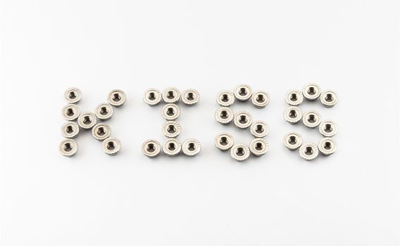 KISS Word Created by Stainless Steel Hex Flange Nuts.