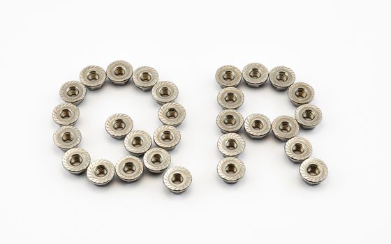 Q and R Alphabet, Created by Stainless Steel Hex Flange Nuts.