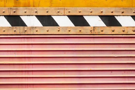 Dirty Red Wave Metal Sheet with Back and White Stripe Background/ Texture.