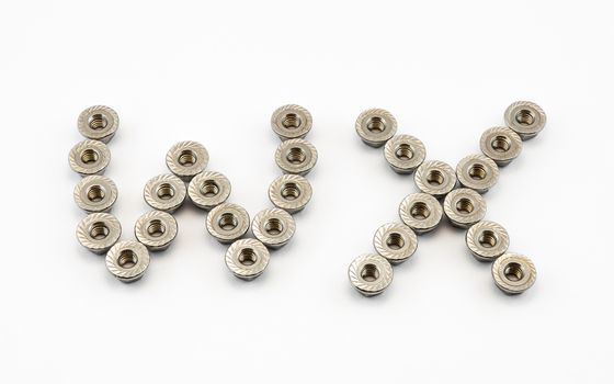 W and X Alphabet, Created by Stainless Steel Hex Flange Nuts.