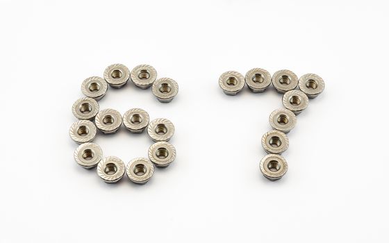 6 and 7 Number, Created by Stainless Steel Hex Flange Nuts.