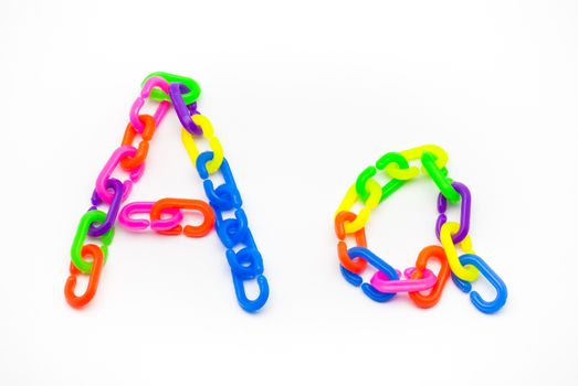 A and a Alphabet, Created by Colorful Plastic Chain.