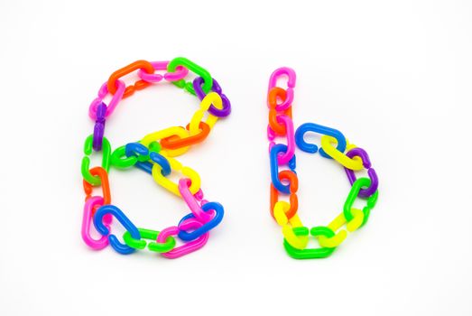 B and b Alphabet, Created by Colorful Plastic Chain.