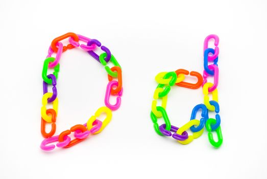 D and d Alphabet, Created by Colorful Plastic Chain.