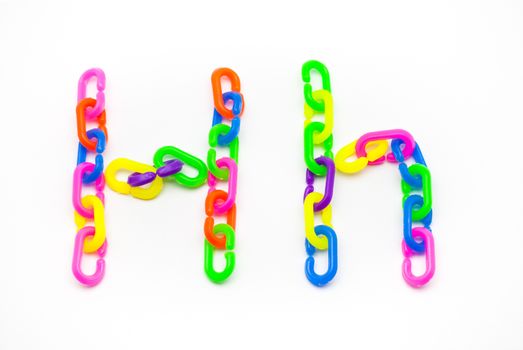 H and h Alphabet, Created by Colorful Plastic Chain.