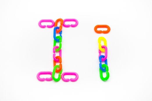 I and i Alphabet, Created by Colorful Plastic Chain.