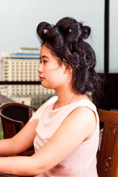 Asian Thai Girl with Beautiful Hair Style.