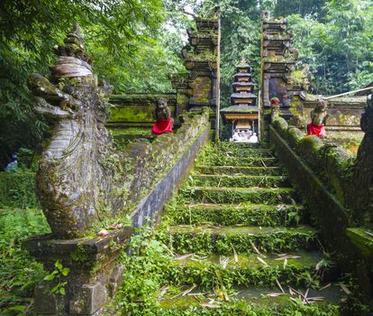 Traditional Hindu Bali Temple in Jungle near Ubud Indonesia